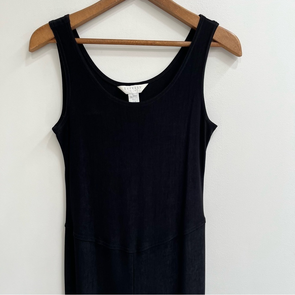 Vintage 90’s Y2K Express Tricot Black Slinky Jumpsuit Flare Leg Catsuit Stretch - Picture 6 of 11